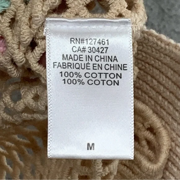 Wildfox Women’s M Crochet Floral Beige Green Embroidered Top Blouse See Through - Picture 10 of 10